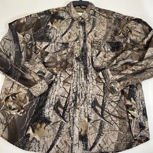 Remington Shirt Mens XL Camo Nylon Outdoor‎ Clothing Hardwoods Hunting Woods